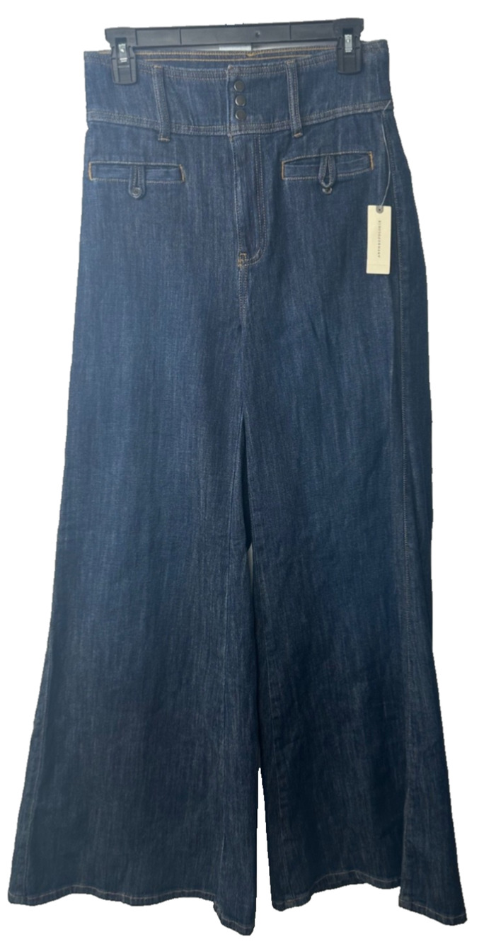 NEW Pilcro High-Rise Wide-Leg Trouser Jeans Size 27 Organic Cotton $140 Boho A52